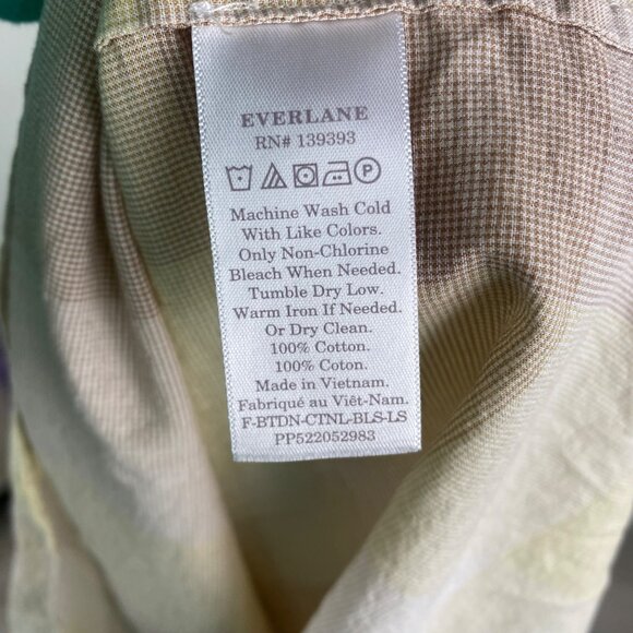 EVERLANE The Ruched Air Peasant Toffee Plaid Balloon sleeve Blouse Women's Sz 12 - Picture 10 of 10